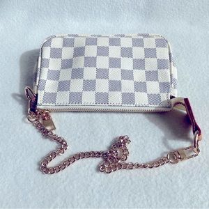 Mini handbag white checker w short gold chain